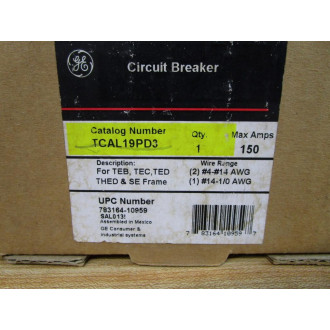 General Electric TCAL19PD3 Circuit Breaker Lug Kit GE