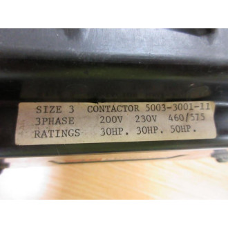 Ward Leonard 5003-3001-11 Joslyn Clark Contactor 5003300111 - Used