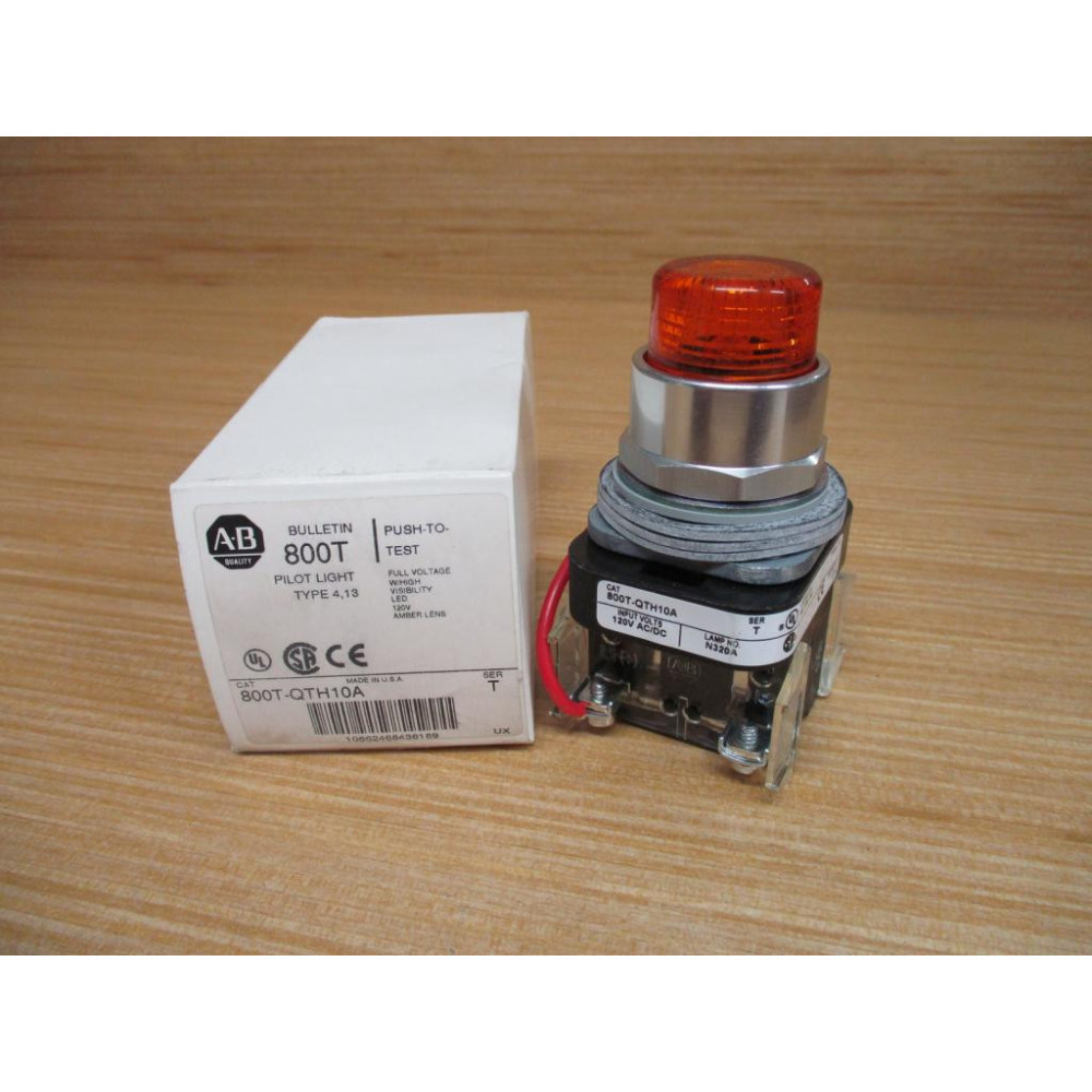 Allen Bradley 800T-QTH10A Push-To-Test Pilot Light Allen Bradley 800T-QTH10A Push-To-Test Pilot Light