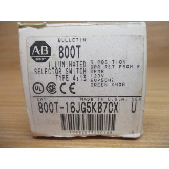 Allen Bradley 800T-16JG5KB7CX Illuminated Selector Switch