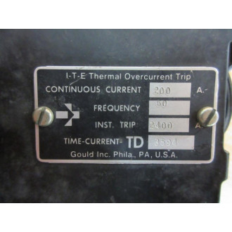 ITE TD 3594 Gould Thermal Overcurrent Trip Unit TD3594 Cracked - Used
