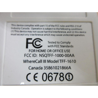 Where Net TFF-1610 WhereCall III Telemetry Controller TFF1610 - Used