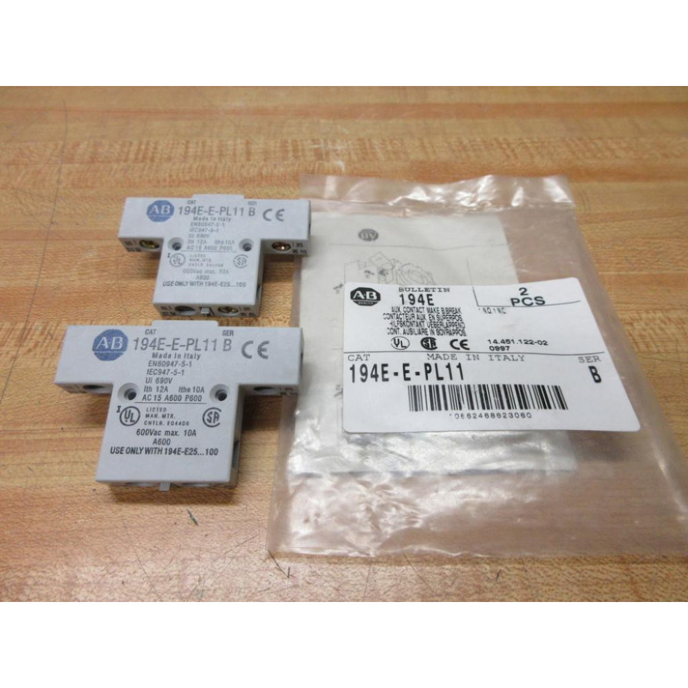 Allen Bradley 194E-E-PL11 Auxiliary Contact 194EEPL11 (Pack of 2)