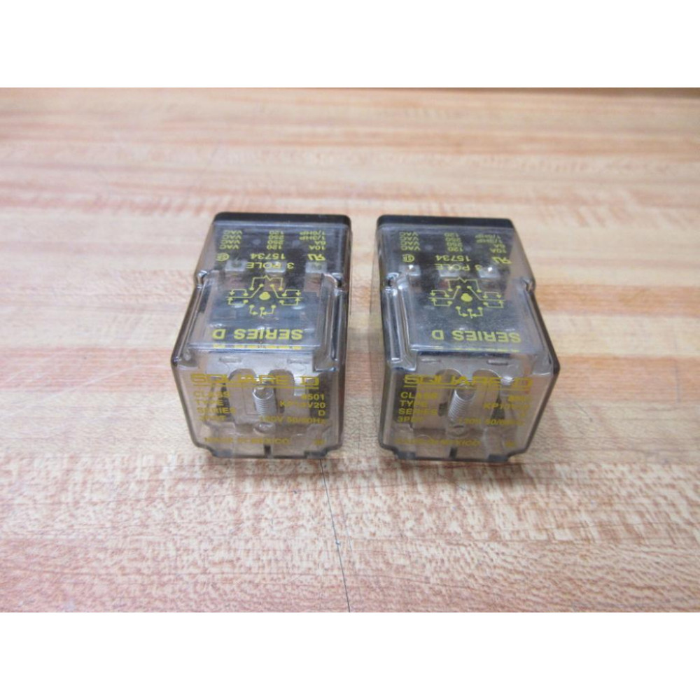 Square D 8501-KP13V20 Relay 8501KP13V20 Series D (Pack of 2) - Used