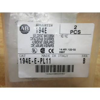 Allen Bradley 194E-E-PL11 Auxiliary Contact 194EEPL11 (Pack of 2)