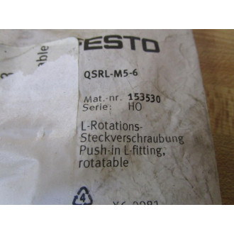 Festo QSRL-M5-6 Rotatable Push-In L-Fitting 153530
