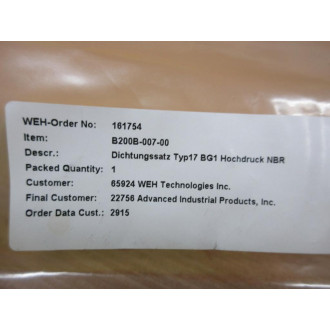 WEH B200B-007-00 Gasket Set B200B00700