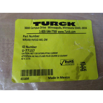 Turck WRJ45I FKFDD 441-2M Ethernet Cordset U-77157