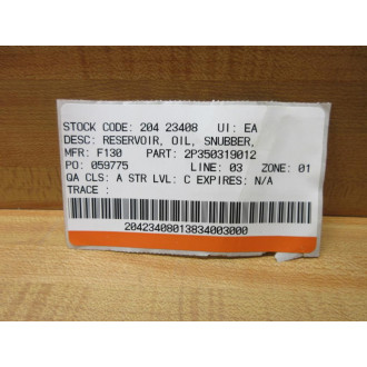 Fisher Rosemount 2P350319012 Reservoir, Oil, Snubber L3046 - New No Box
