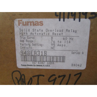 Furnas 948EA31BNB Solid State Overload Relay 948EA31B WOut Knob