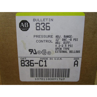 Allen Bradley 836-C1 Pressure Control Switch 836C1 WO Cover