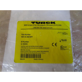 Turck RSF 34-3MNPT Power Receptacle U-35031
