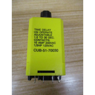 Potter & Brumfield CUB-51-70030 Time Delay Relay 1-30 Sec. - Used