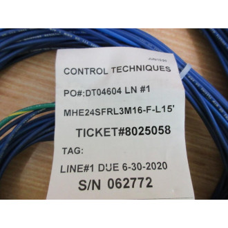 Control Technique MHE24SFRL3M16-F-L15' Receptacle MHE24SFRL3M16FL15 - New No Box