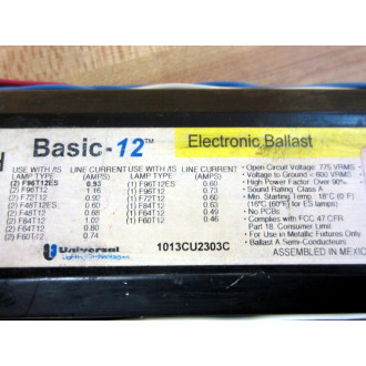 Universal Lighting B260I120RH Basic-12 Electronic Ballast - New No Box