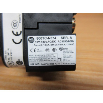 Allen Bradley 800H-QRBH2B Push Button W800TC-N374,800T-XA - New No Box