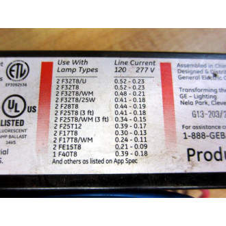 GE General Electric GE-232-MV-N Proline T8 Ballast 72275 (Pack of 4) - New No Box