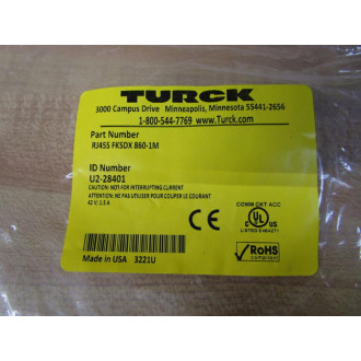 Turck RJ45S FKSDX 860-1M Cordset U2-28401