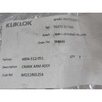 Kliklok 4894-512-051 Crank Arm Assembly 4894512051 - New No Box