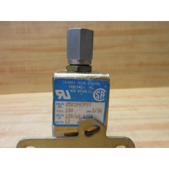 Skinner Valve V5R39470YT Honeywell Solenoid Valve WBracket - Used