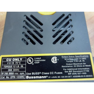 Bussmann OPM-1038RC Optima Fuse Holder 0PM-1038RC - Used
