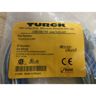 Turck FS4.4-314.5NPT Actuator & Sensor Receptacle U2-05162 (Pack of 2)