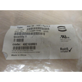 Harting 09300061540 Connector Hood HAN 6B-HSE-Pg13,5