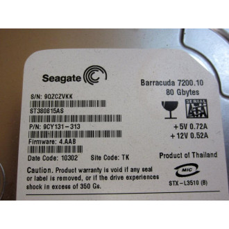 Seagate 9CY131-313 80GB Hard Drive ST380815AS - Used
