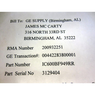 GEFanuc IC600BF949K ASCII IO Card  44A717587-G01 - Refurbished
