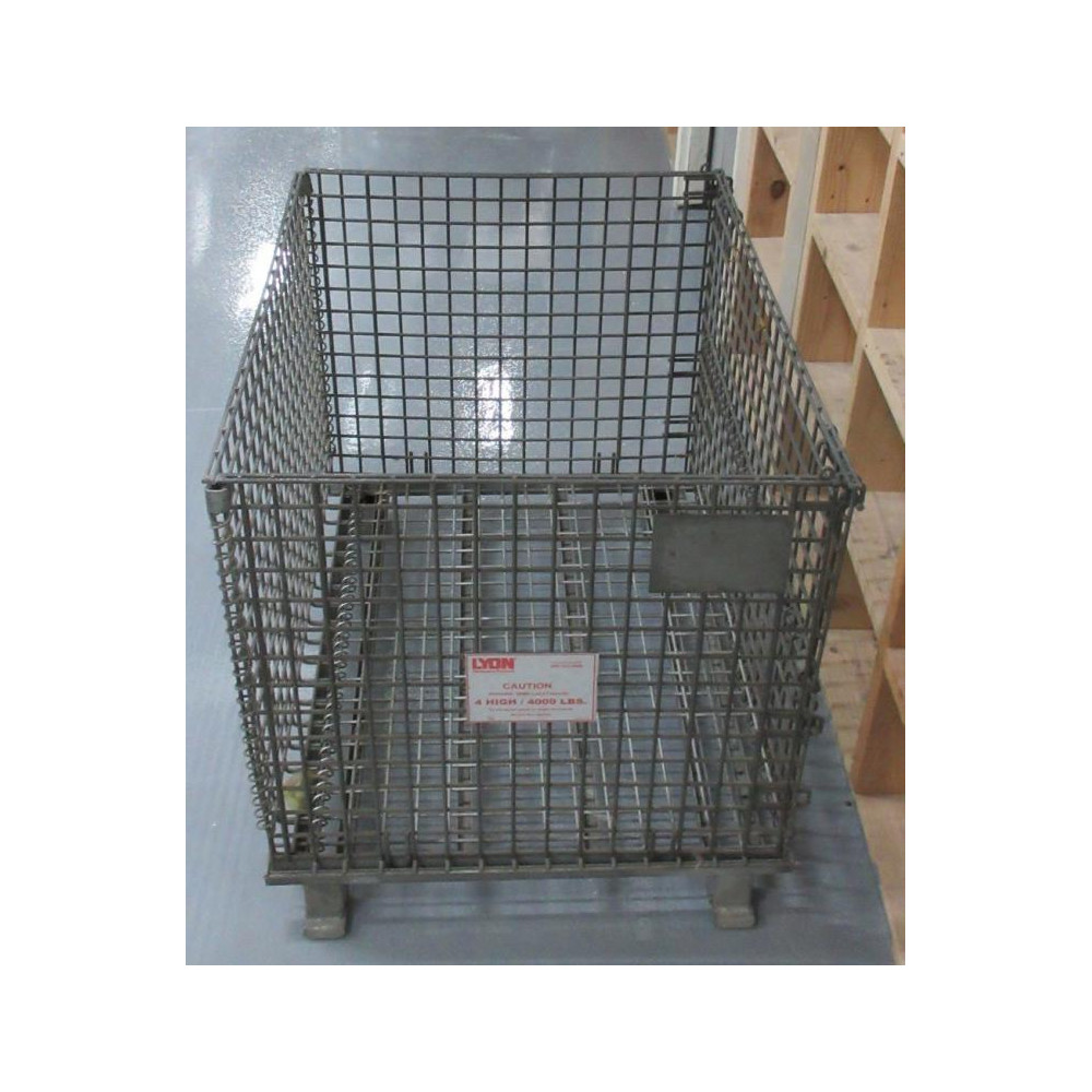 Lyon 32" x 39-12" x 33" Folding Wire Container Bin Gaylord - Used