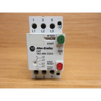 Allen Bradley 140-MN-0250 Starter 140MN0250 Ser C, W 140-A10 - Used