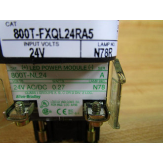 Allen Bradley 800T-FXQL24RA5 Red Button (2) 800T-XD4 800T-NL24