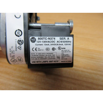 Allen Bradley 800T-QAH2BX Button Blue,W 800T-N374