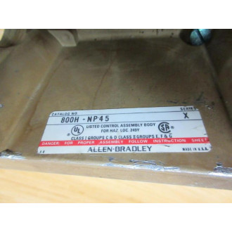 Allen Bradley 800H-NP45 Enclosure Body 800HNP45 - Used