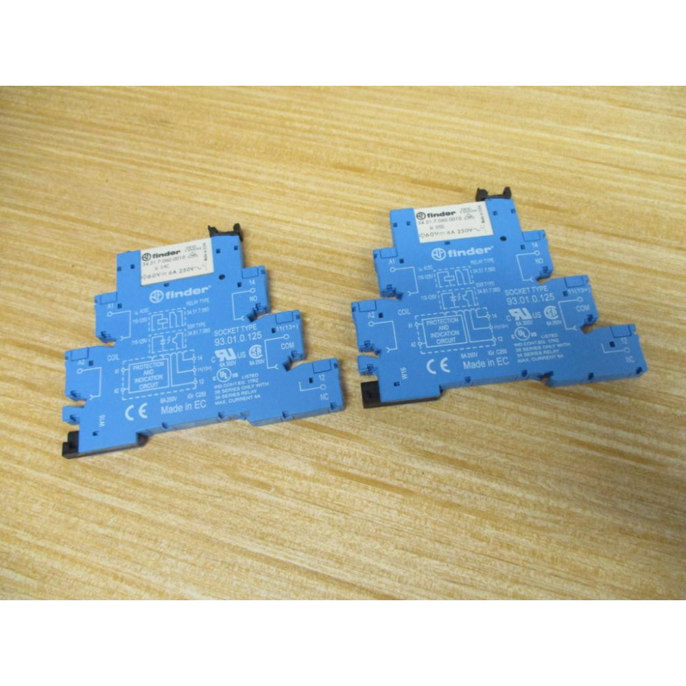 Finder 93.01.0.125 Relay Socket 93010125 W Relay (Pack of 2) - New No Box