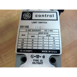 General Electric CR115G 119 GE Limit Switch CR115G119 Right Side Head - New No Box