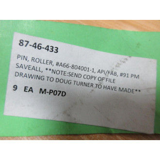 Generic 87-46-433 Roller Pin A66-804001-1 (Pack of 9)