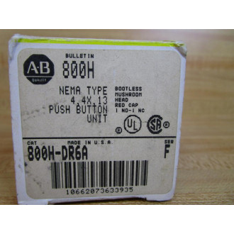 Allen Bradley 800H-DR6A PushPull Button 800HDR6A W800T-XA