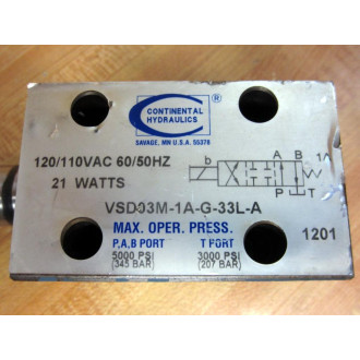 Continental Hydraulics VSD03M-1A-G-33L-A Directional Valve VSD03M1AG33LA - New No Box