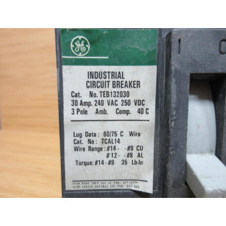 General Electric TEB132030 30A Circuit Breaker GE New Style - Used