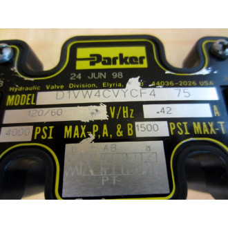 Parker D1VW4CVYCF4-75 Directional Control Valve D1VW4CVYCF475 - New No Box