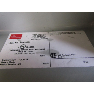 Hubbell K051860AAA Industrial Control Panel A843DSC - New No Box