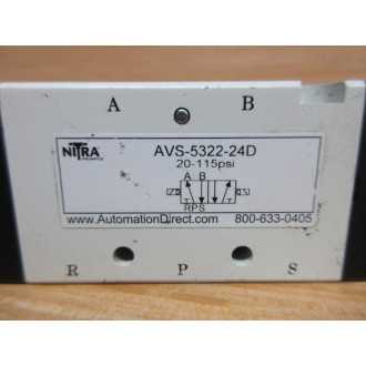 Automation Direct AVS-5322-24D Nitra Solenoid Valve AVS532224D WO Coils - New No Box