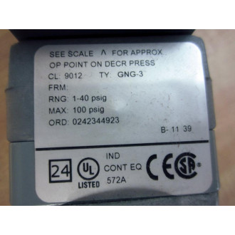 Square D 9012-GNG-3 Industrial Pressure Switch 9012GNG3