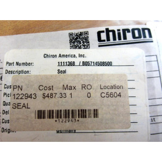 Chiron 1111368 Seal B05714508500 - New No Box