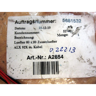 A2854 Auxiliary Fan 80x80 ALX 92X m.Cable - New No Box