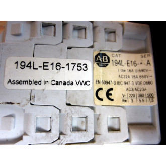 Allen Bradley 194L-E16-1753 3P Disconnect Switch 194LE161753 - Used