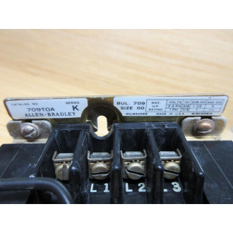 Allen Bradley 709TOA Starter 709T0A WO 1 Reset Button Cap - Used