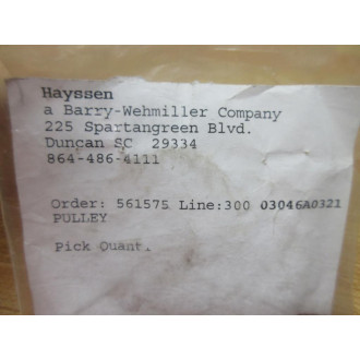 Hayssen 03046A0321 Belt Drive Roller 03046A032