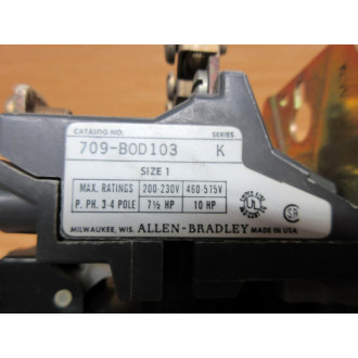 Allen Bradley 709-BOD103 Starter 709-B0D103 W 1 Relay - Used